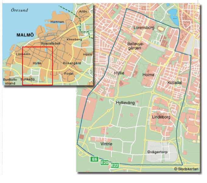 Hyllie Företagsgrupps upptagningsområde är; Bellevuegården, Kulladal, Lindeborg, Lorensborg, Holma, Hyllie, Hyllievång, Svågertorp samt Vintrie.